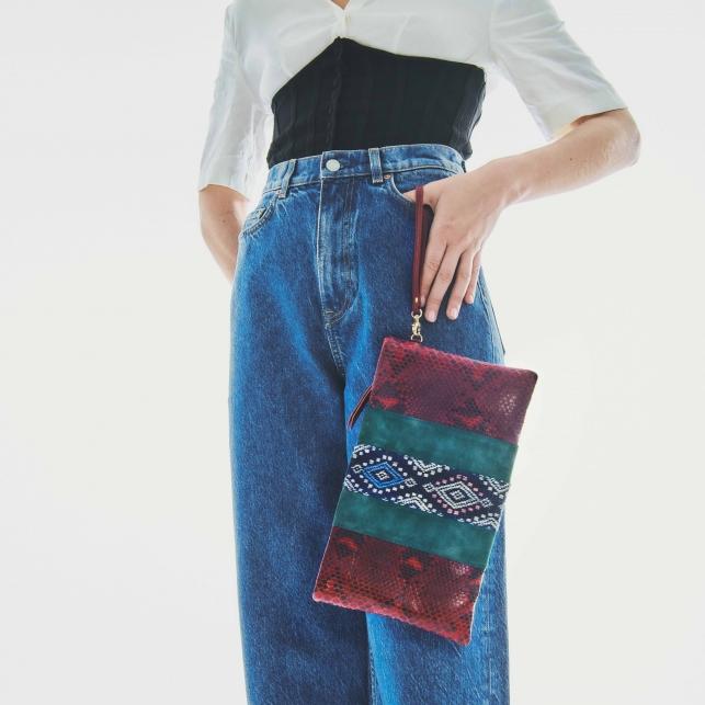 Claris Virot Pochette Python Lou Bordeaux Sumba