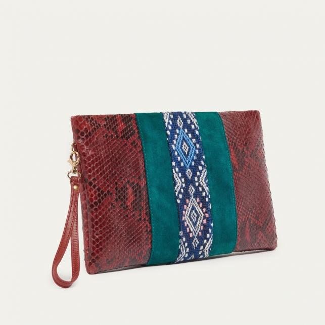 claris virot Pochette Python Lou Bordeaux Sumba