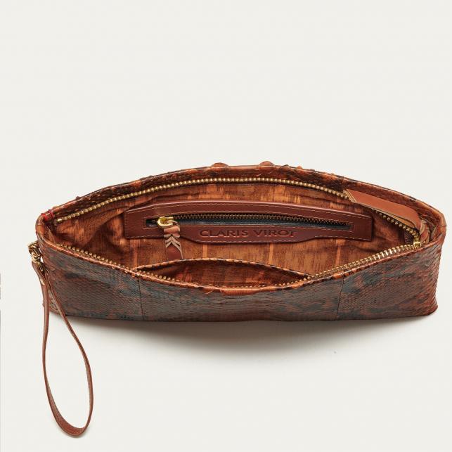 Claris Virot Pochette Python Lou Moka