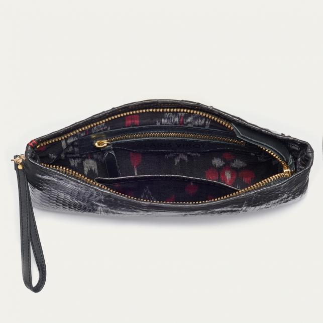 Claris Virot Pochette Python Lou Noire
