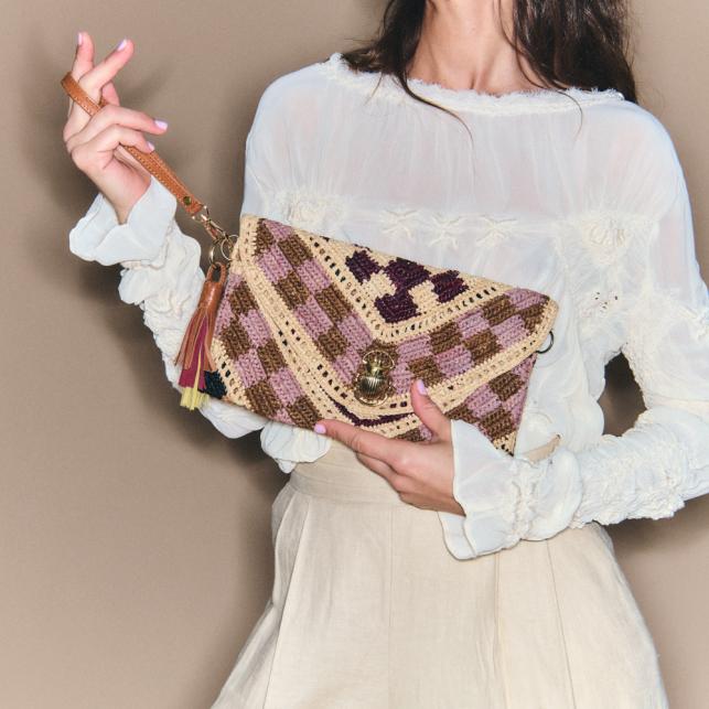 Claris Virot Pochette Raphia Alicia
