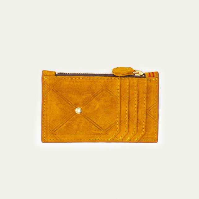 Claris Virot Porte Carte Cuir Helena Ambre Clouté