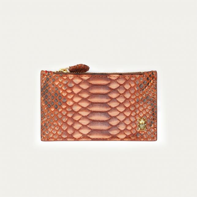 claris virot Porte Carte Python Helena Cuivre Lavé