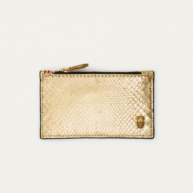 claris virot Porte Carte Python Helena Or