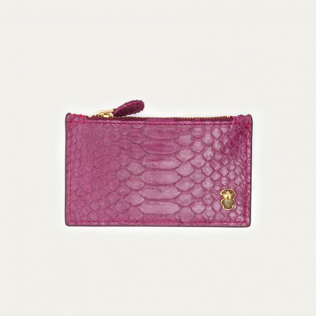 claris virot Porte Carte Python Helena Pourpre