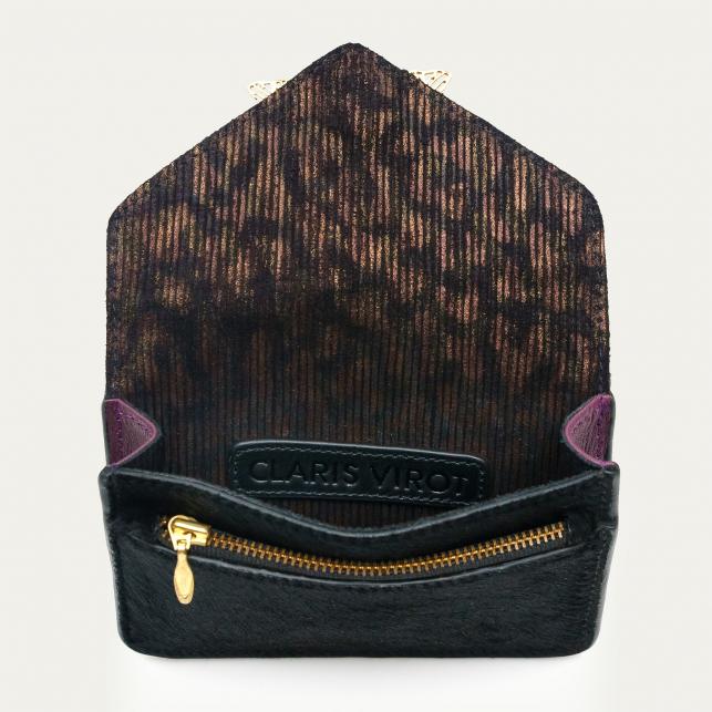 Claris Virot Porte Cartes Cuir Alex Ambre Cloutée