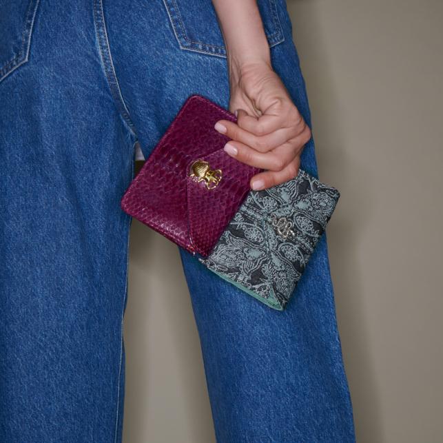 Claris Virot Porte Cartes Cuir Alex Cachemire Jean