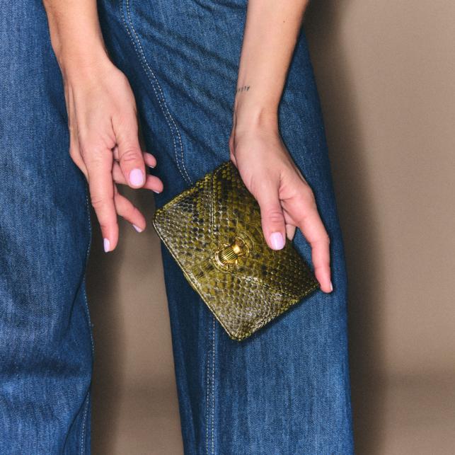 Claris Virot Porte Cartes Python Alex Dark Kaki