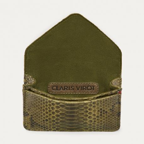 Claris Virot Porte Cartes Python Alex Dark Kaki