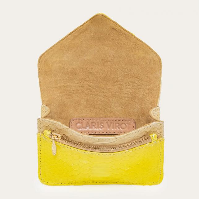 Claris Virot Porte Cartes Python Alex Jaune Mais