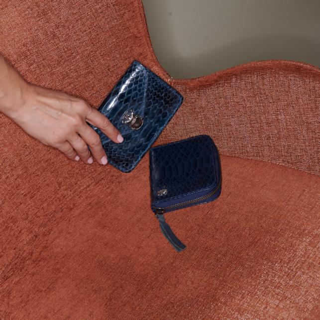 Claris Virot Porte Cartes Python Alex Navy