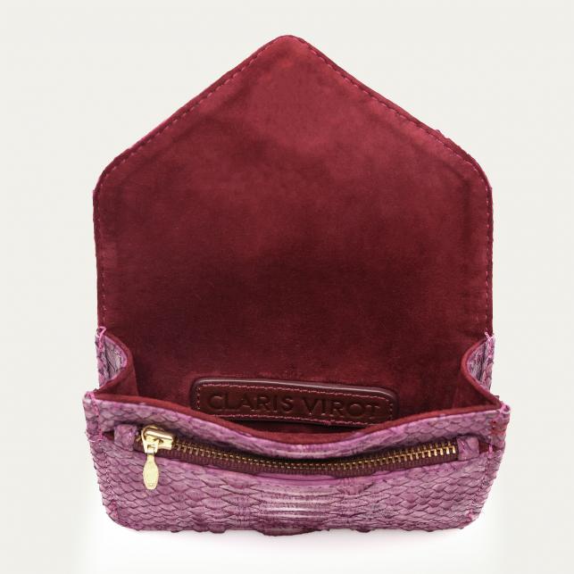 Claris Virot Porte Cartes Python Alex Pourpre Lavé