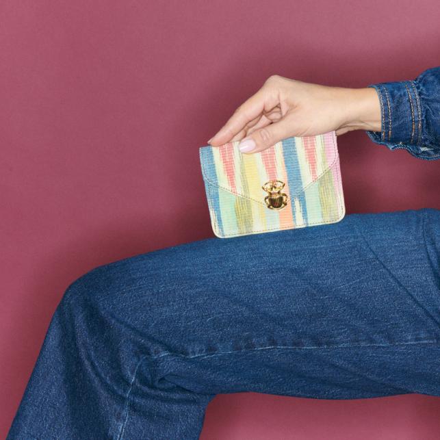 Claris Virot Porte Cartes Veau Velours Alex Aztec