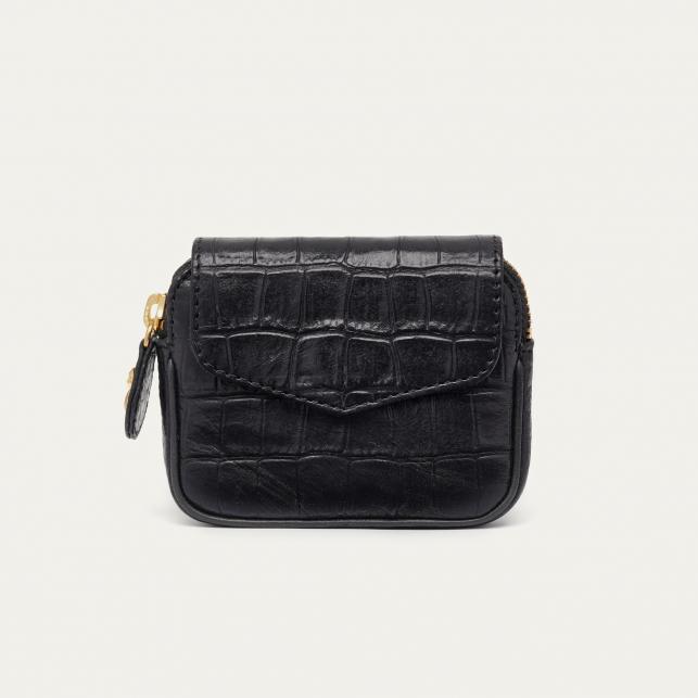 claris virot Porte-Monnaie Cuir Embossé Karl Noir