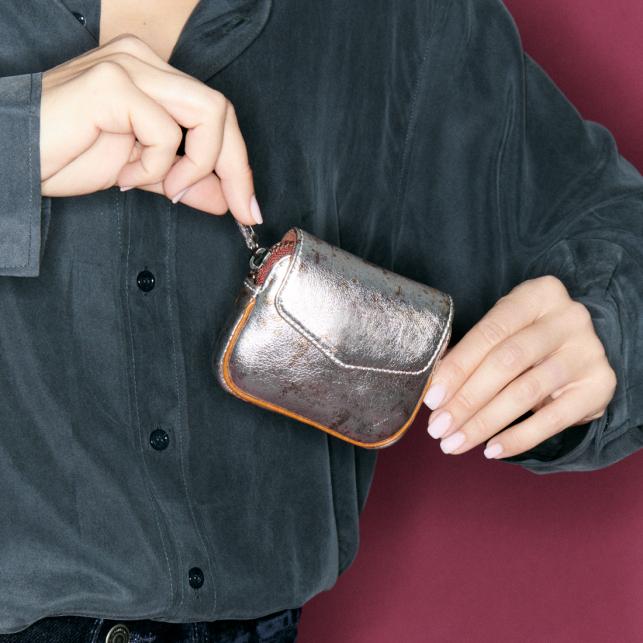 Claris Virot Porte-Monnaie Cuir Karl Oxy Métal