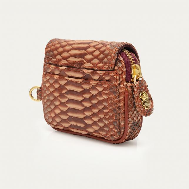 Claris Virot Porte-Monnaie Python Karl Cuivre Lavé