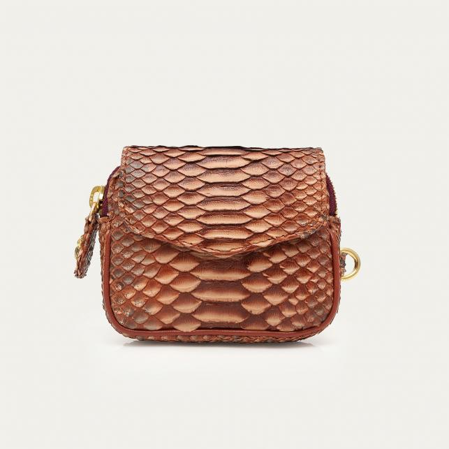 Claris Virot Porte-Monnaie Python Karl Cuivre Lavé