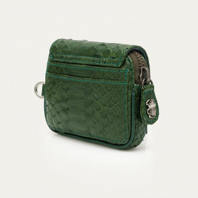 Claris Virot Porte-Monnaie Python Karl Vert Bronze