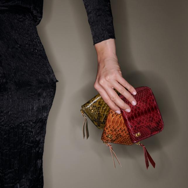 Claris Virot Portefeuille Python Mini Bob Bordeaux