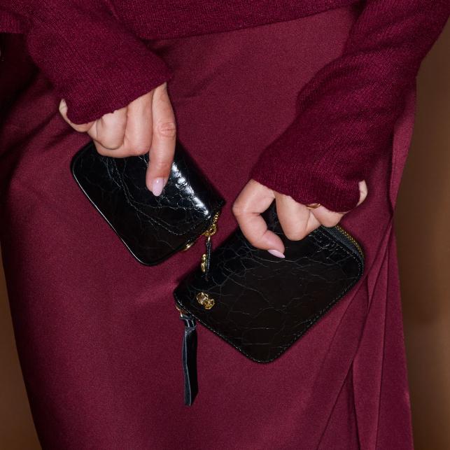 Claris Virot Portefeuille Python Mini Bob Navy