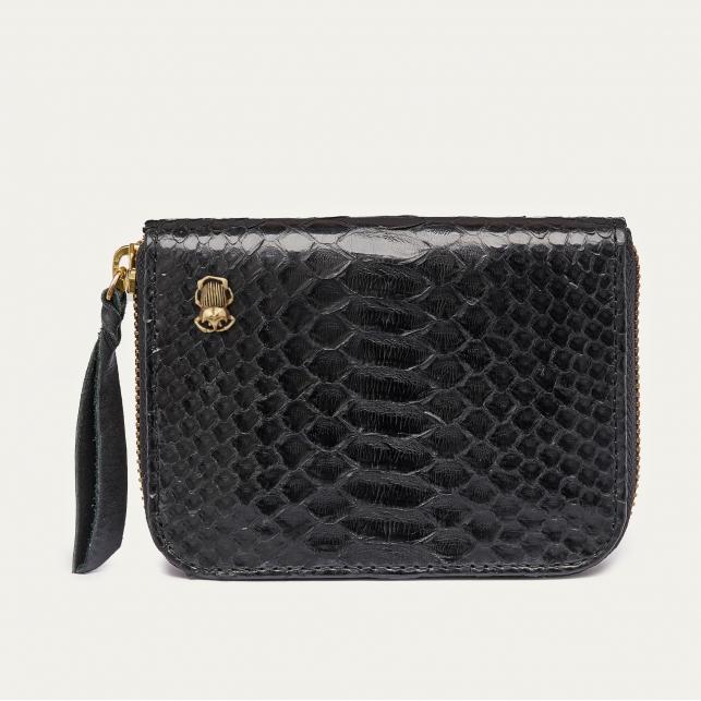 claris virot Portefeuille Python Mini Bob Noir