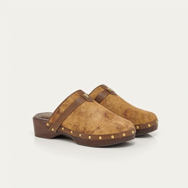 Claris Virot Sabot Arlette Cuir Kaki