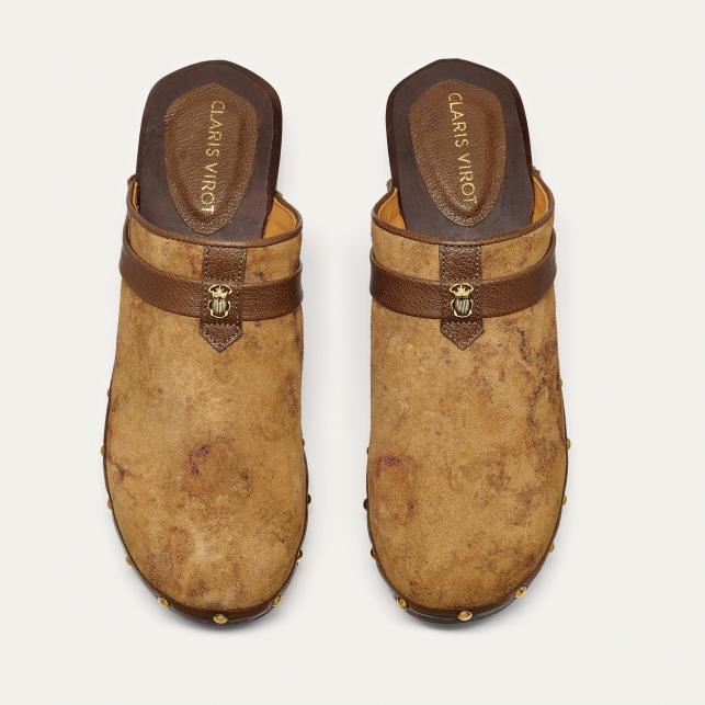 Claris Virot Sabot Arlette Cuir Kaki