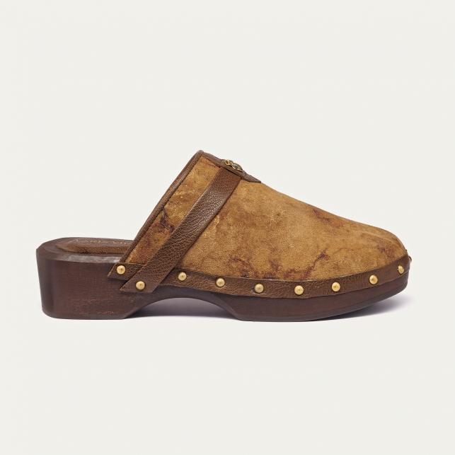 Claris Virot Sabot Arlette Cuir Kaki