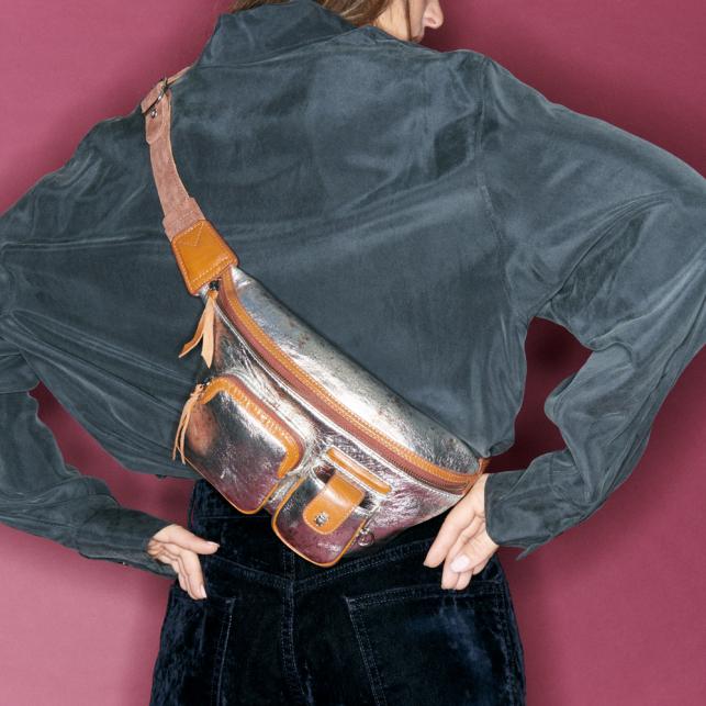 Claris Virot Sac Banane Cuir Romeo Oxy Métal