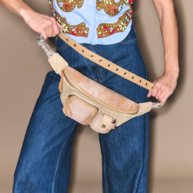 Claris Virot Sac Banane Cuir Romeo Sable Blanc