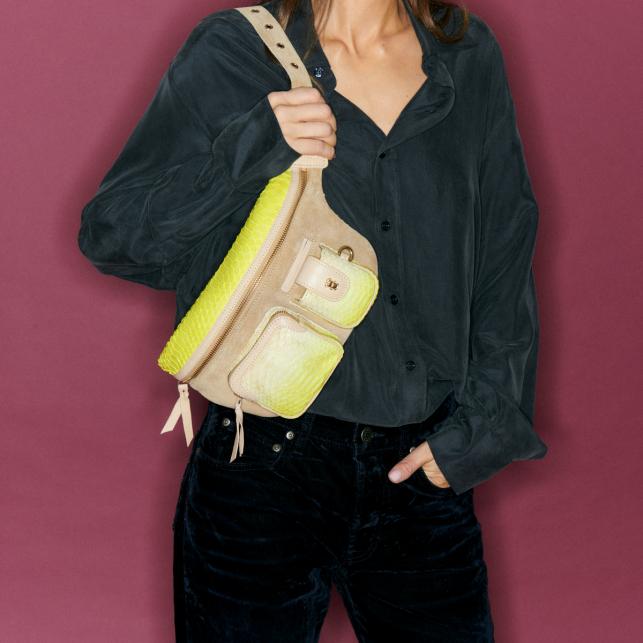 Claris Virot Sac Banane Python Romeo Jaune Maïs