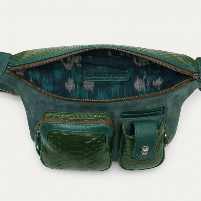 Claris Virot Sac Banane Python Romeo Noir Or