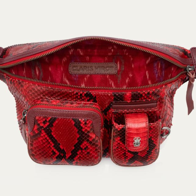 Claris Virot Sac Banane Python Romeo Rubis