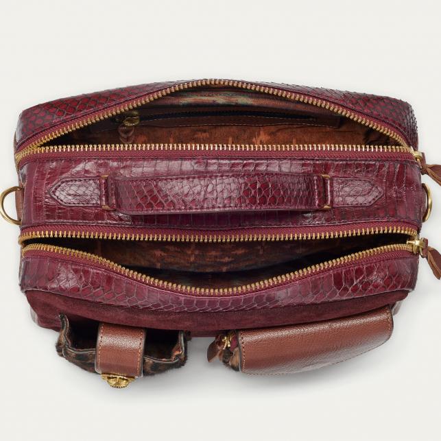 Claris Virot Sac Cesar Cuirs Ocelot Et Bord'aux