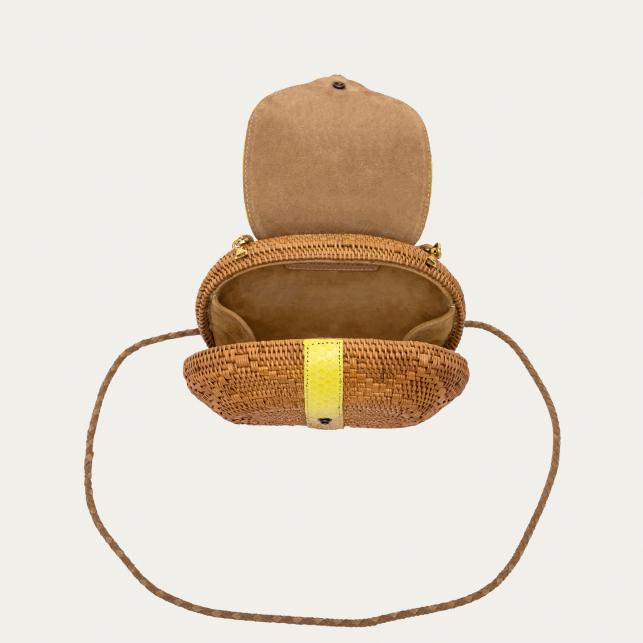 Claris Virot Sac Chiara Python Jaune Mais Et Osier