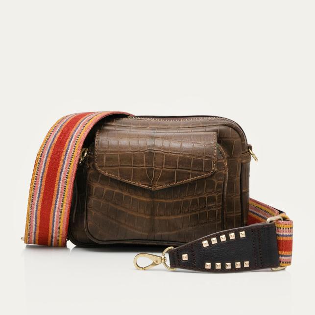 claris virot Sac Croco Charly Noir chaîne Or