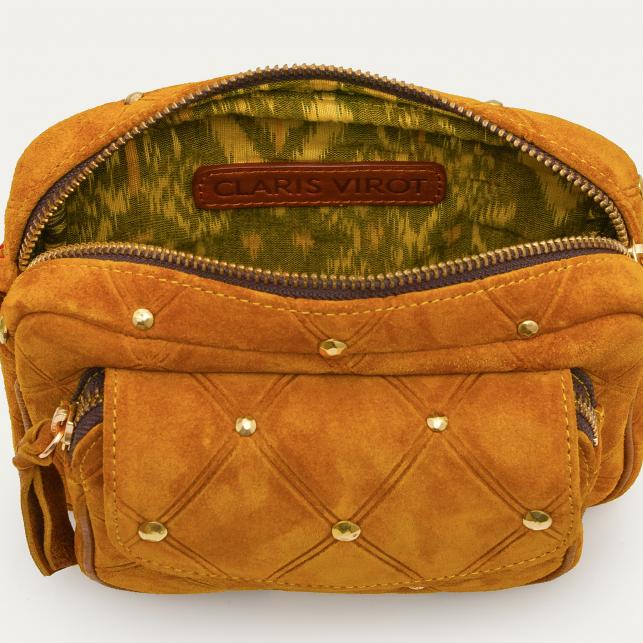 Claris Virot Sac Cuir Baby Charly Ambre Cloutée