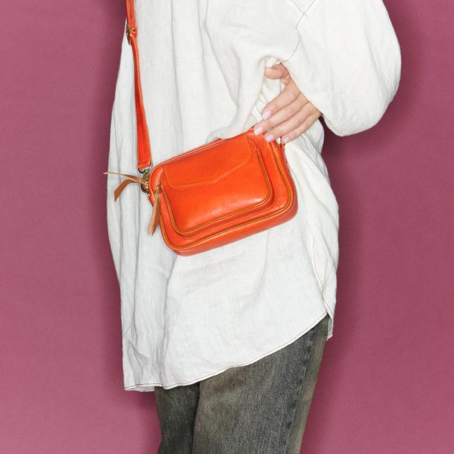 Claris Virot Sac Cuir Baby Charly Orange Goyave