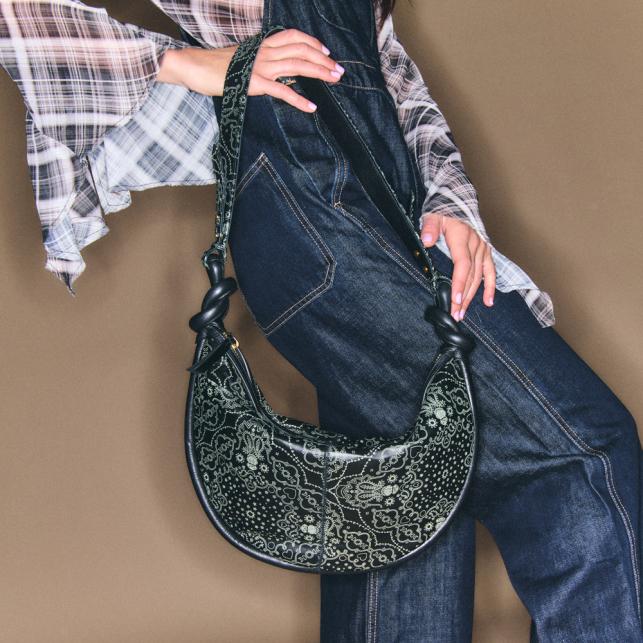 Claris Virot Sac Cuir Chris Bandana Noir