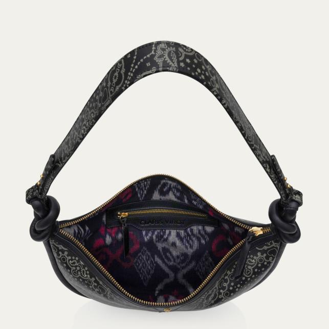 Claris Virot Sac Cuir Chris Bandana Noir