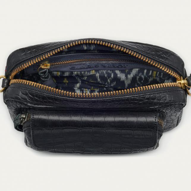 Claris Virot Sac Cuir Embossé Charly Croco Noir