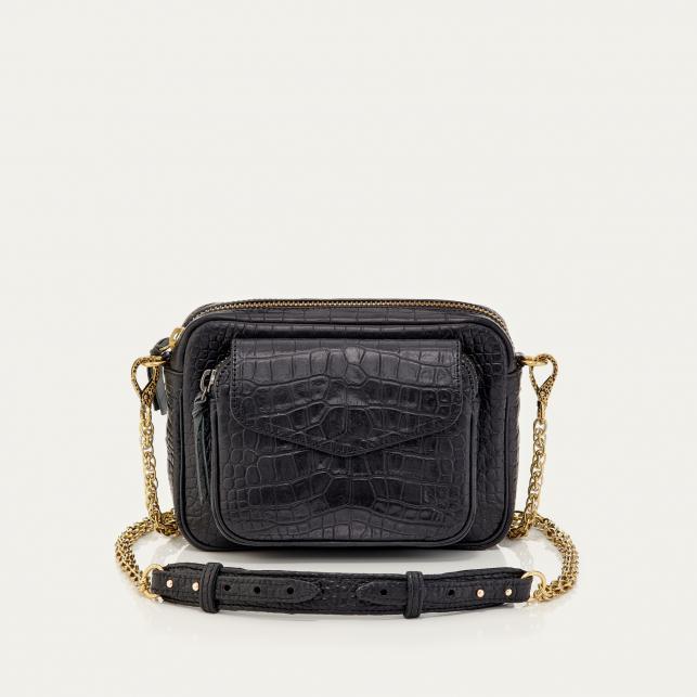 claris virot Sac Cuir Embossé Charly Croco Noir