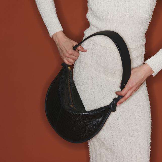 Claris Virot Sac Cuir Embossé Croco Chris Noir