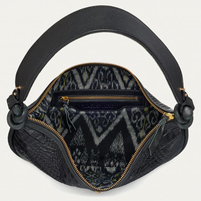 Claris Virot Sac Cuir Embossé Croco Chris Noir