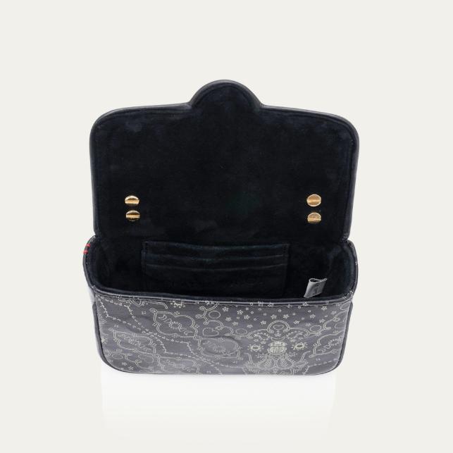 Claris Virot Sac Cuir Nappa Noir Imprimé Bandana