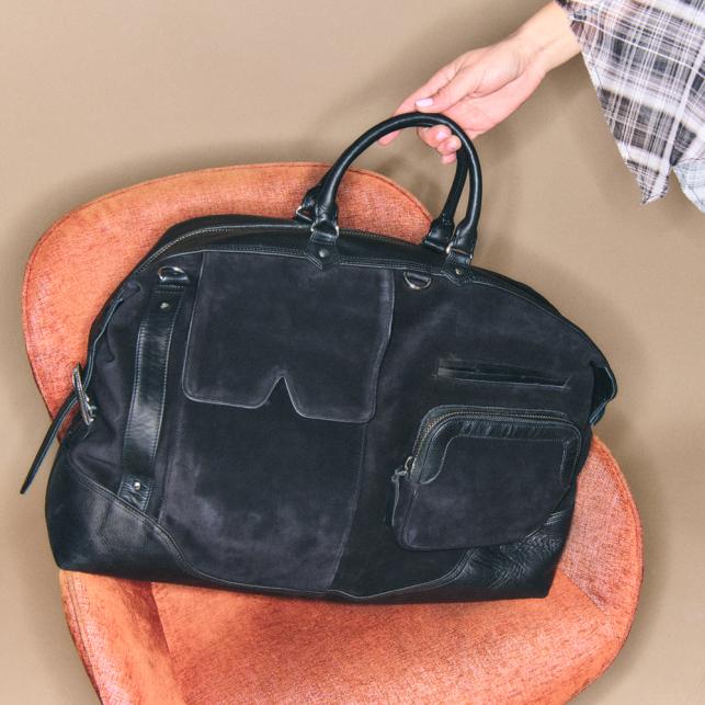 Claris Virot Sac De Voyage Veau Velours Vito Noir