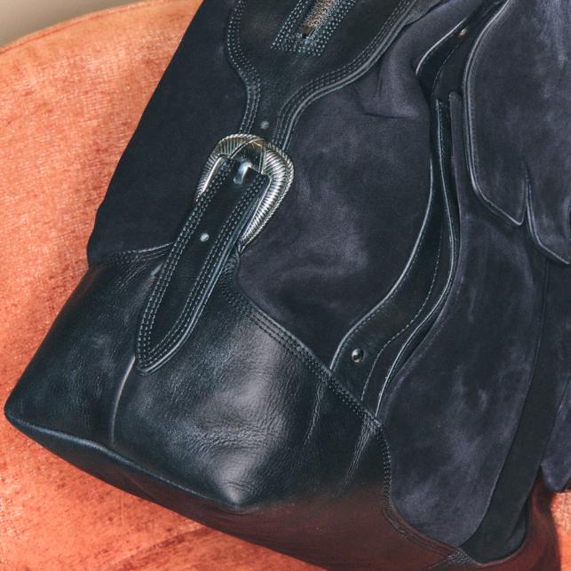 Claris Virot Sac De Voyage Veau Velours Vito Noir