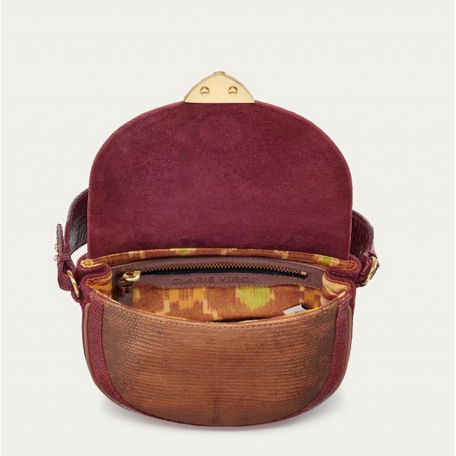 Claris Virot Sac Lézard Victoria Moka Burgundy