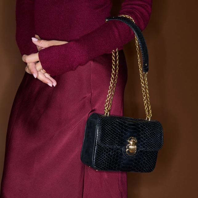 Claris Virot Sac Python Ava Medium Noir