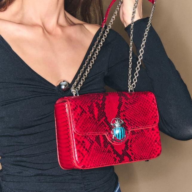 Claris Virot Sac Python Ava Medium Rubis